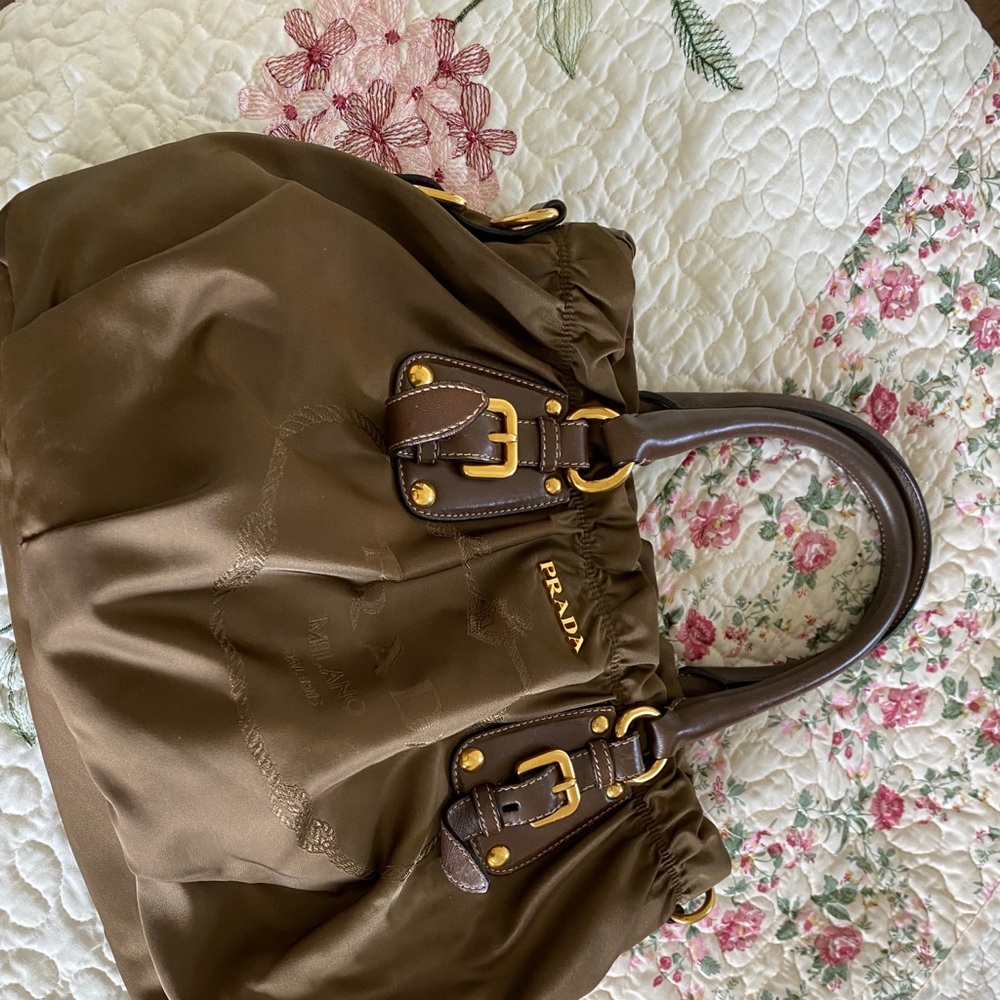 Prada Leather- Trimmed Tessuto Satchel